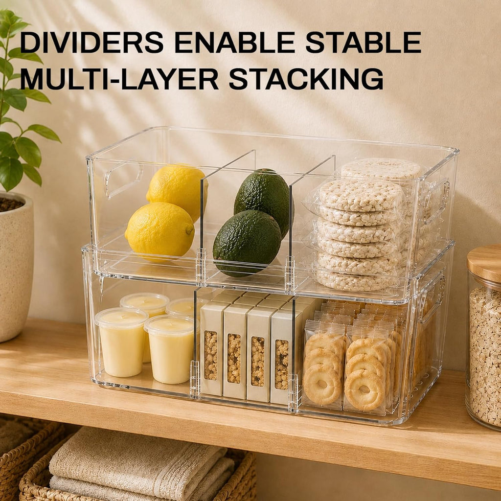 8-Pack Pantry Organizers and Storage, Clear Fridge Organizer Bins