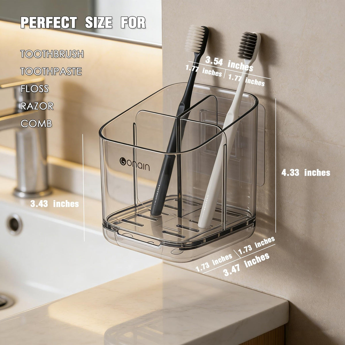 Bathroom Toothbrush Holders - Detachable Divided Design with Drawer Drainage System