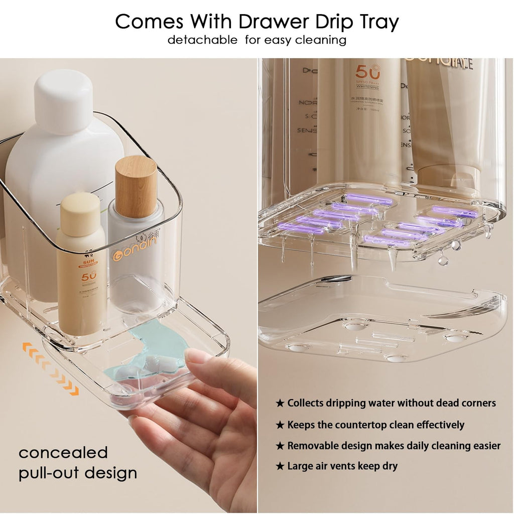 Bathroom Toothbrush Holders - Detachable Divided Design with Drawer Drainage System